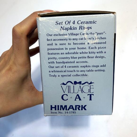 HIMARK NEW VTG Cat Ceramic Napkin Rings Set for 4 - Picture 4 of 12